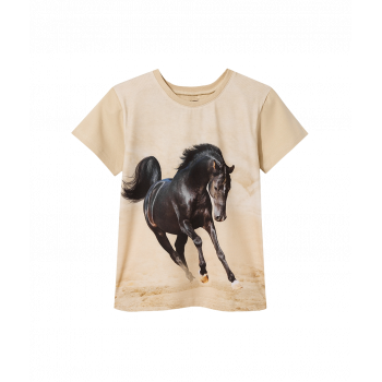 T-shirt z czarnym koniem...