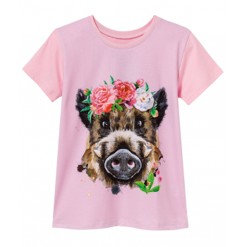 T-shirt z dzikiem w wianku...