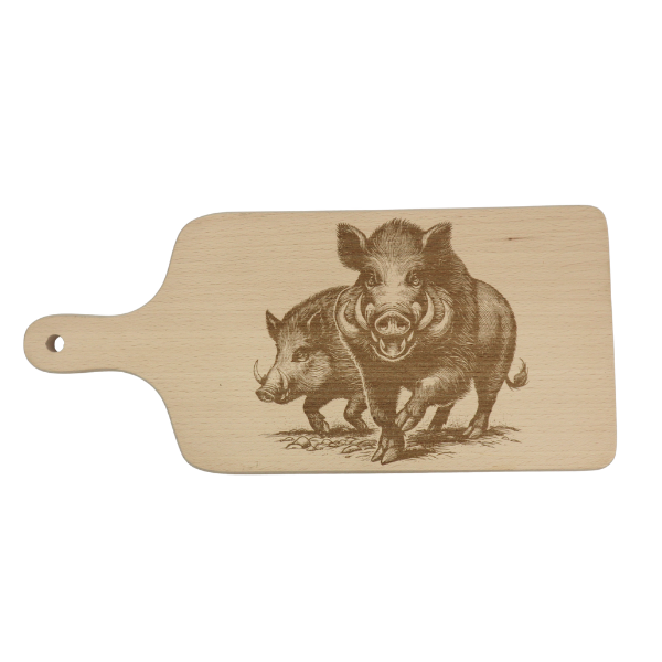 Deska do krojenia z uchwytem - 18x39cm Motyw Dzika Widok od góry