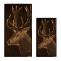 ręcznik JELEŃ brązowy — widok całego ręcznika 50×100 cm oraz 70x140 cm