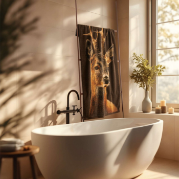 ręcznik KOZIOŁ brązowy - widok ręcznika w łazience