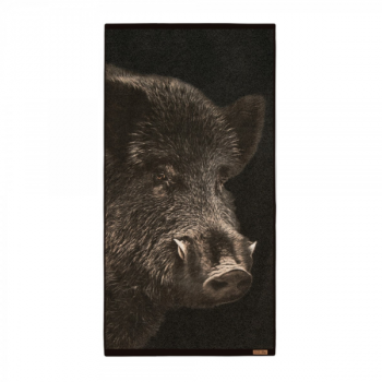 ręcznik DZIK czarny - widok ręcznika na białym tle
