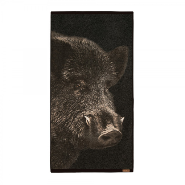 ręcznik DZIK czarny - widok ręcznika na białym tle