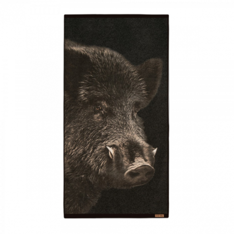 ręcznik DZIK czarny - widok ręcznika na białym tle