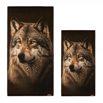 ręcznik WILK brązowy - widok ręcznika w obu wymiarach