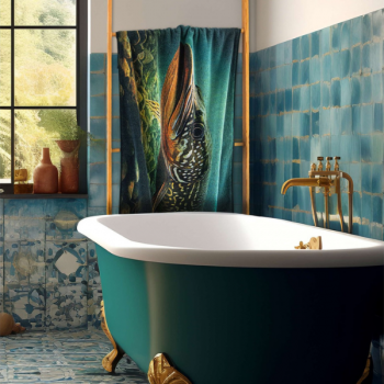 ręcznik SZCZUPAK zielony - widok ręcznika w łazience