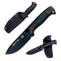 Nóż Black Bear z czarną pochwą Kydex, zestaw bushcraftowy z czarnym ostrzem i rękojeścią z micarty