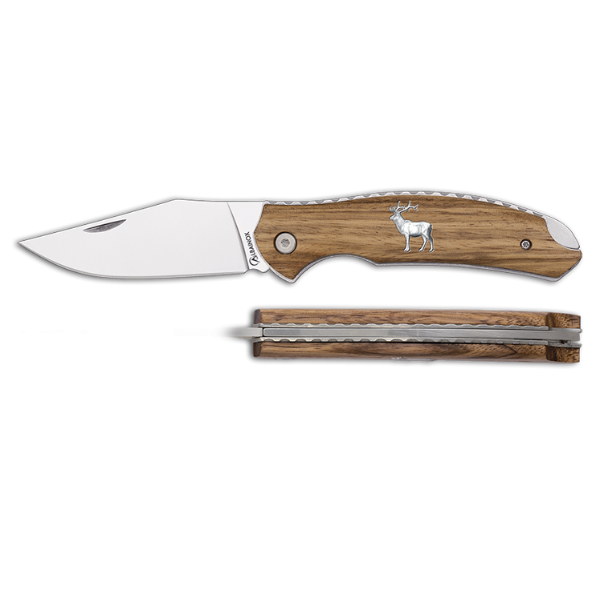 Składany nóż myśliwski Albainox 18944 „Jeleń” – drewno Zebrano