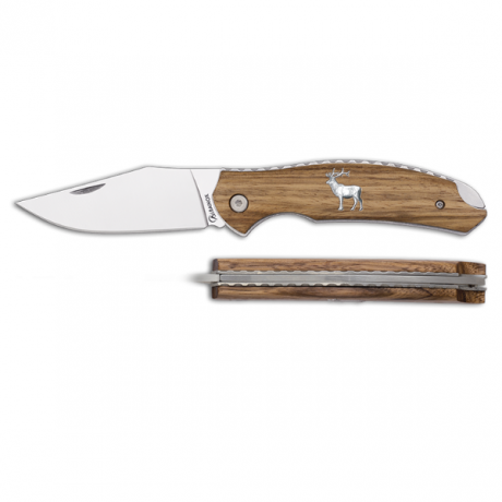 Składany nóż myśliwski Albainox 18944 „Jeleń” – drewno Zebrano