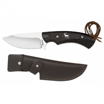 Albainox 32645 – nóż myśliwski z motywem jelenia i skórzanym pokrowcem