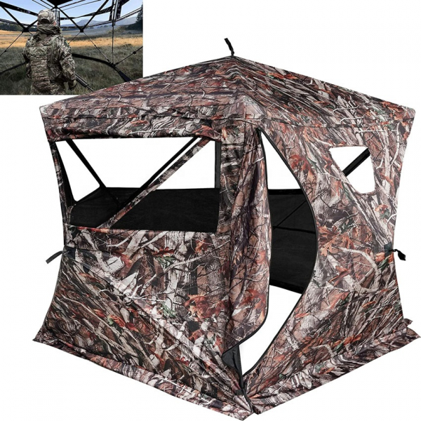 Czatownia namiot myśliwski CAMO widok z wewnątrz oraz zewnątrz