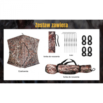 Czatownia namiot myśliwski CAMO wszystkie elementy zestawu.