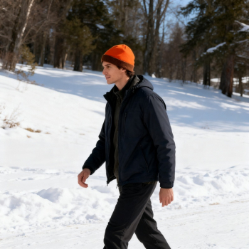 Czapka zimowa HUNTER Pomarańczowa prezentacja na modelu