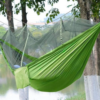 Hamak turystyczny z moskitierą zielony bushcraft survival hamak biwakowy