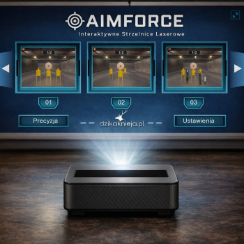 Interaktywna Mobilna Strzelnica Laserowa AimForce AF22 prezentacja z urządzeniem