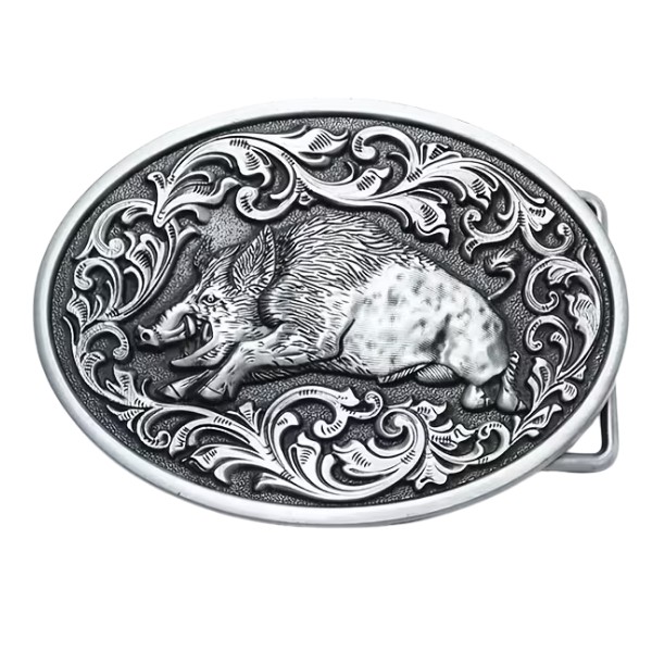 metalowa klamra myśliwska dzik ozdobna