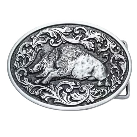 metalowa klamra myśliwska dzik ozdobna