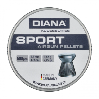 Śrut Diana Sport 4,5 mm 500 szt. widok na opakowanie z opisem
