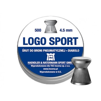 Śrut diabolo H&N Logo Sport 4,5 mm widok opakowania i pojedynczego śrutu