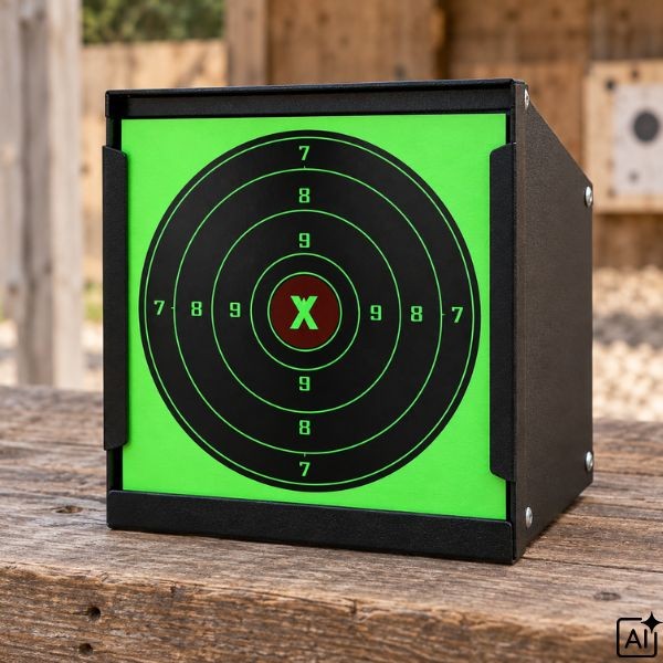 Tarcza strzelecka 14 × 14 cm zielona – 100 sztuk grafika tarczy w kulochwycie