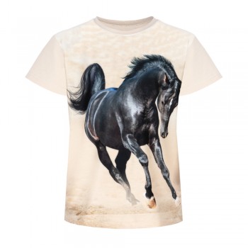 T-shirt z czarnym koniem...